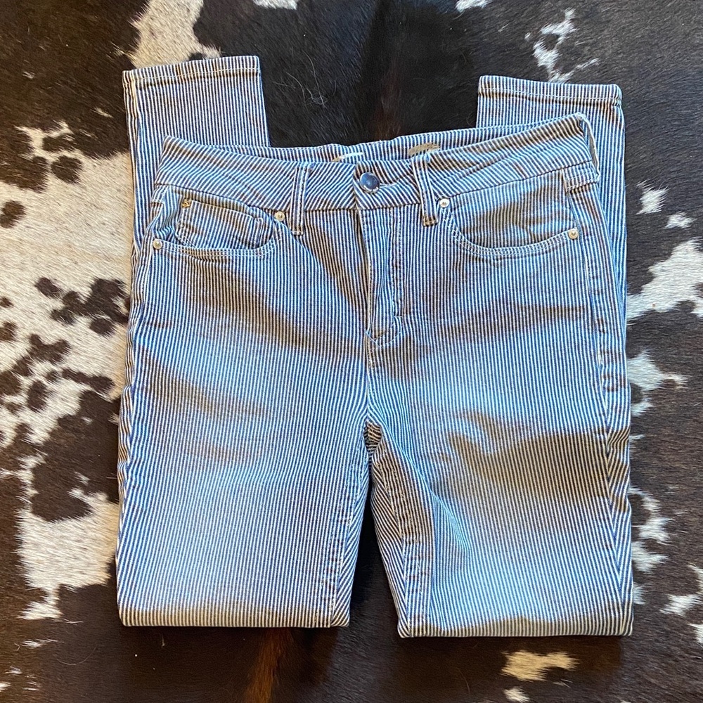 Seven7 Women's Blue Striped Stretch Skinny Leg Jeans